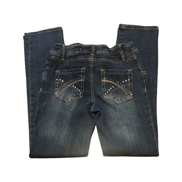 Freestyle Revolution Distressed Skinny Jeans with Rhinestones - Picture 3 of 4